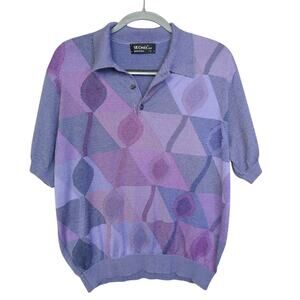 St. Croix Shop Knit Polo Shirt Size L Y2K Lavender